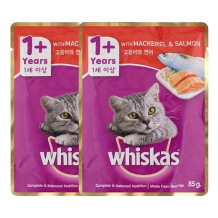 반려묘 습식 사료 고등어 연어 80g 2P 성묘 파우치