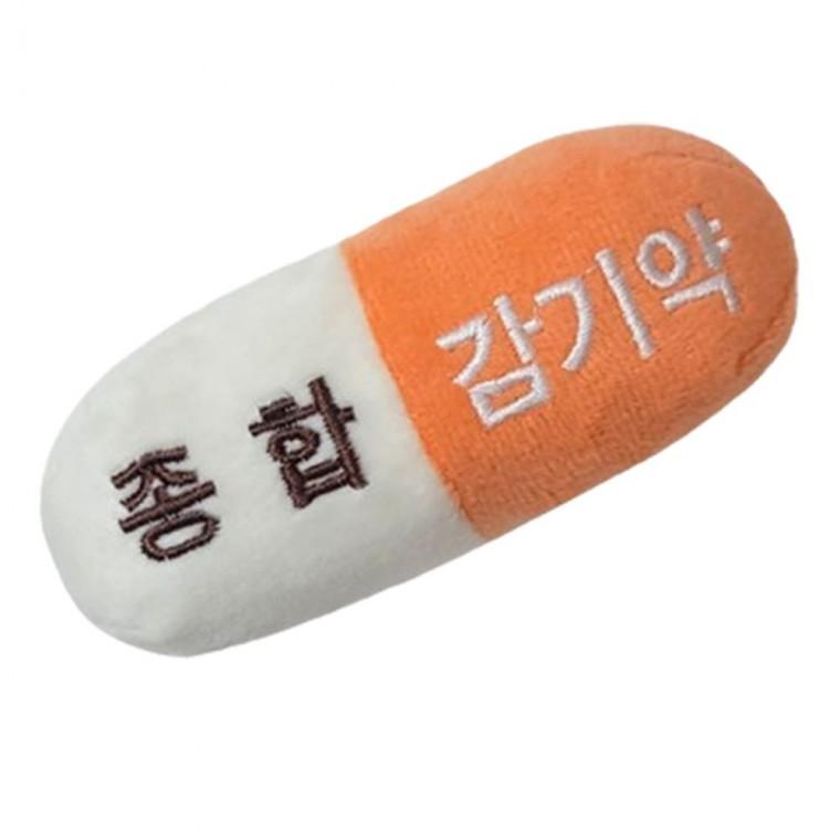 강아지 바스락 삑삑이 인형 감기 주황 1P 터그 애착