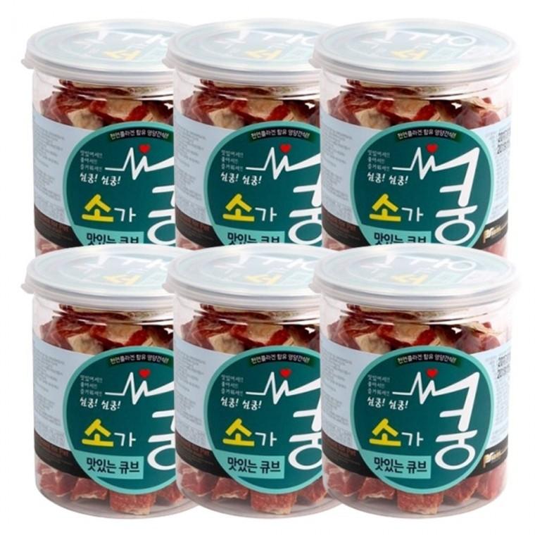 강아지 육포 통간식 소고기 200g 6P 스몰바이트 스낵