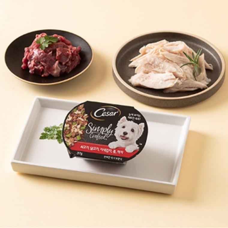 강아지 심플 캔간식 소고기 감자 37g 1P 토핑 습식