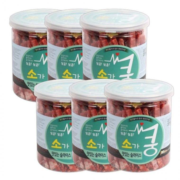 강아지 맛있는 육포 소고기 슬라이스 200g 6P 통간식