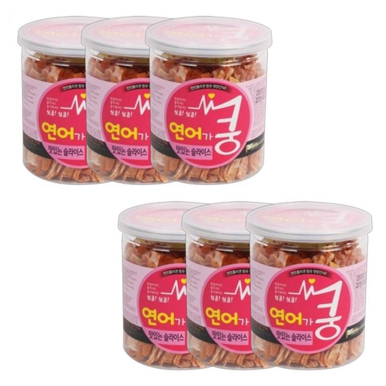 강아지 맛있는 육포 연어 슬라이스 200g 6P 통간식