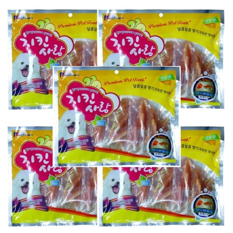 강아지 고기말이 육포 미니 닭갈비 400g 5P 영양 간식