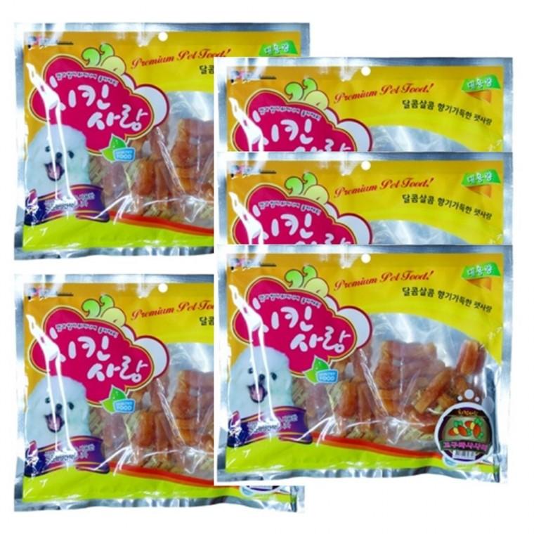 강아지 고기말이 육포 치킨 400g 5P 영양 간식 져키