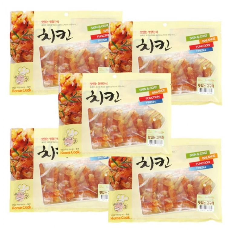 강아지 영양 간식 고구마말이 400g 5P 치킨 육포 스낵