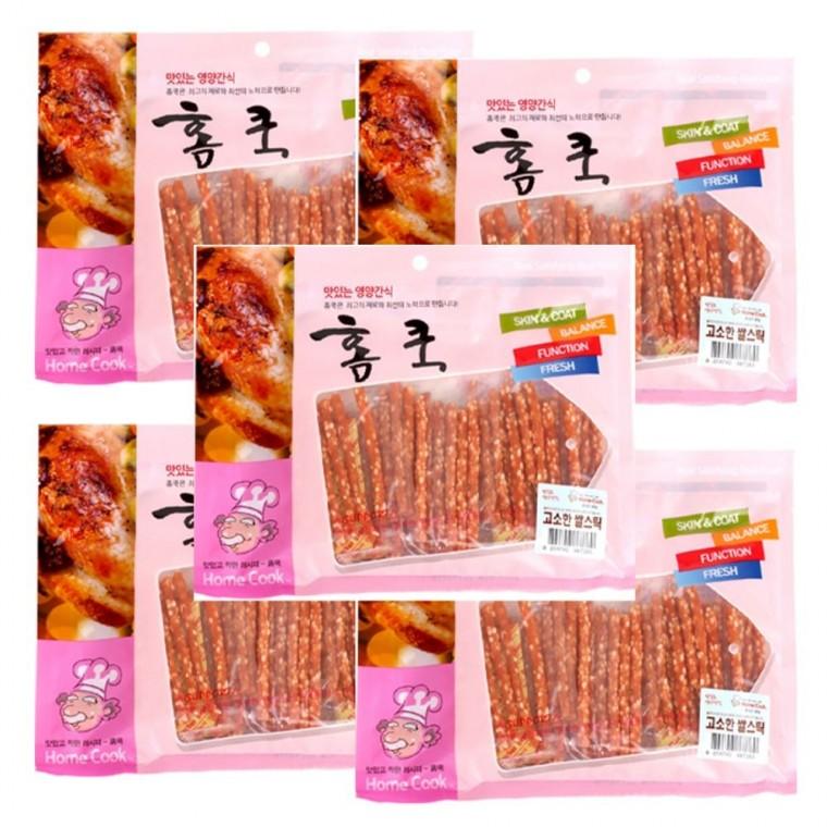강아지 영양 간식 쌀스틱 400g 5P 닭고기 육포 스낵