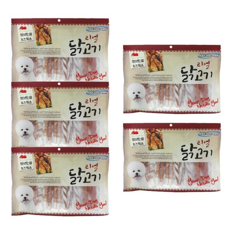 강아지 리얼 영양 치킨믹스 300g 5P 애견 육포 껌간식