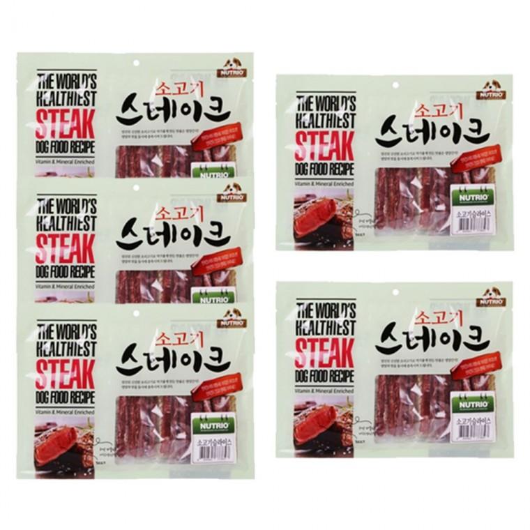강아지 소고기 스테이스 슬라이스 300g 5P 애견 간식