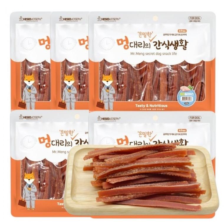 강아지 오리 슬라이스 져키 300g 5P 고단백 영양 육포
