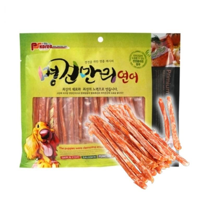 강아지 명견만리 육포 연어 슬라이스 400g 1P 져키
