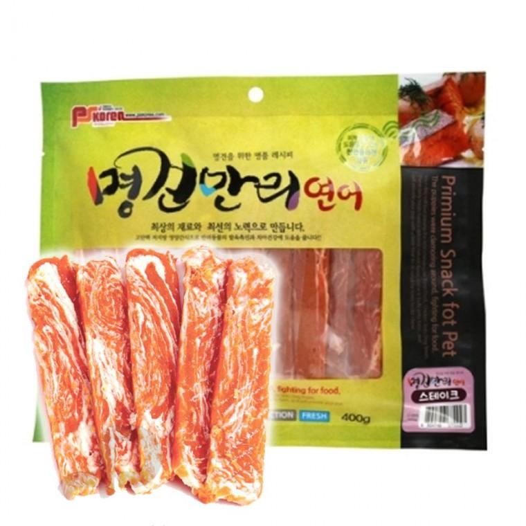 강아지 저지방 육포 연어 스테이크 400g 1P 져키 영양
