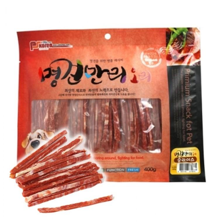 강아지 저지방 육포 오리 슬라이스 400g 1P 져키 영양