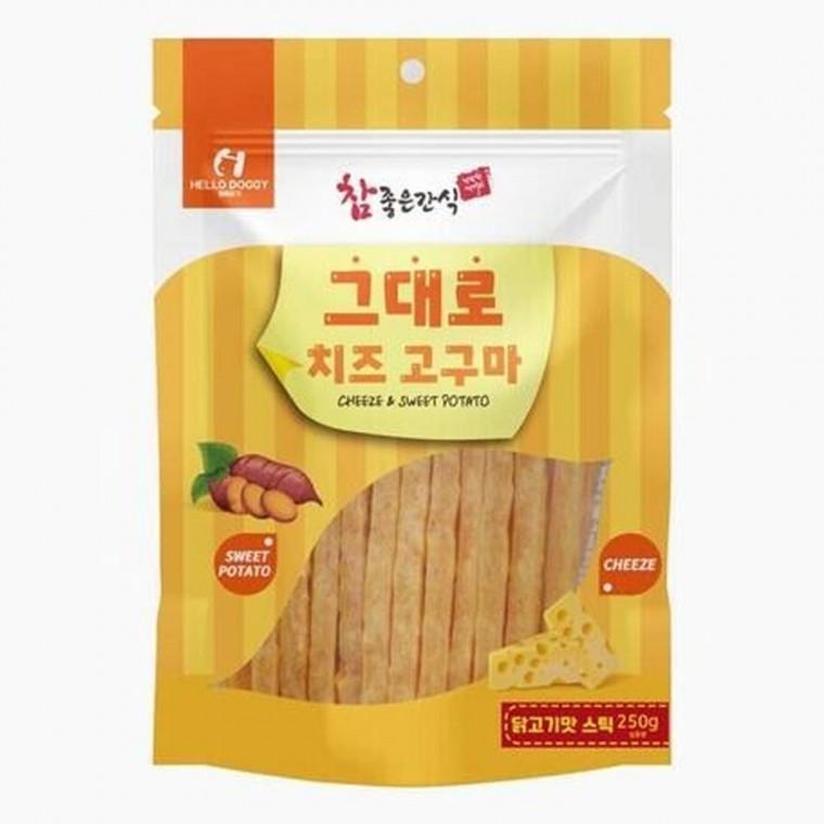 강아지 치즈 고구마 닭고기 스틱 250g 1P 쫄깃 영양