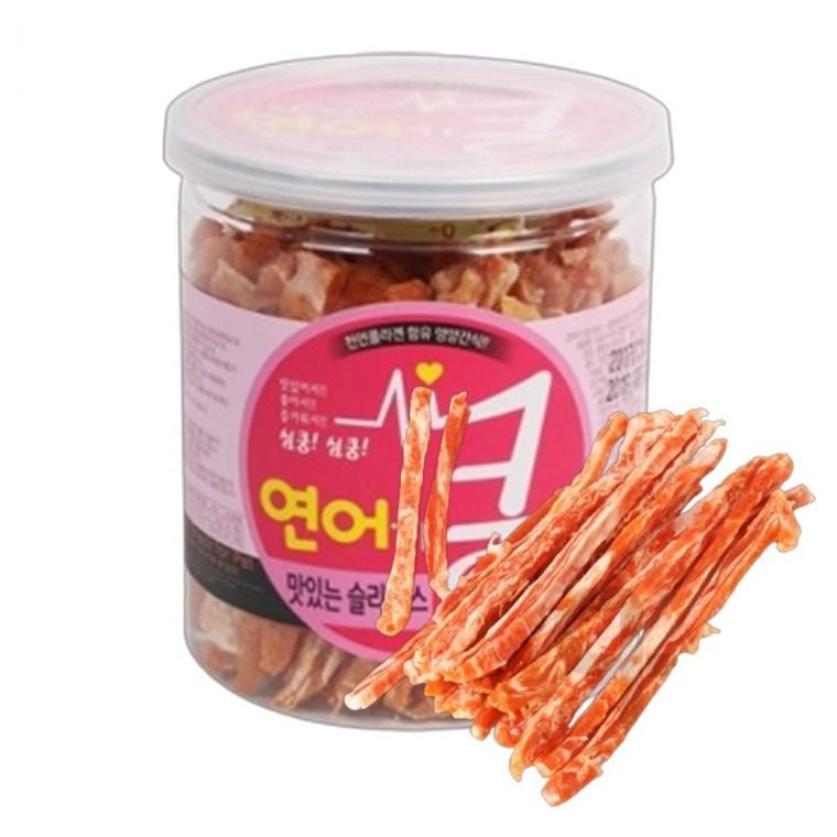 강아지 맛있는 육포 연어 슬라이스 200g 1P 통간식