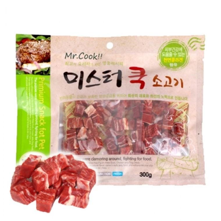 강아지 영양 육포 소고기 큐브 300g 1P 져키 한입
