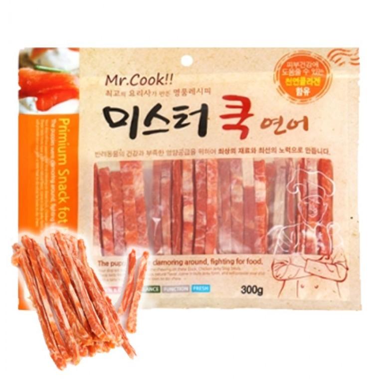 강아지 영양 육포 연어 슬라이스 300g 1P 져키 스낵