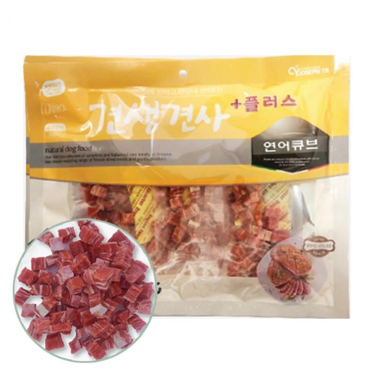 강아지 저지방 육포 연어 큐브 300g 1P 져키 한입