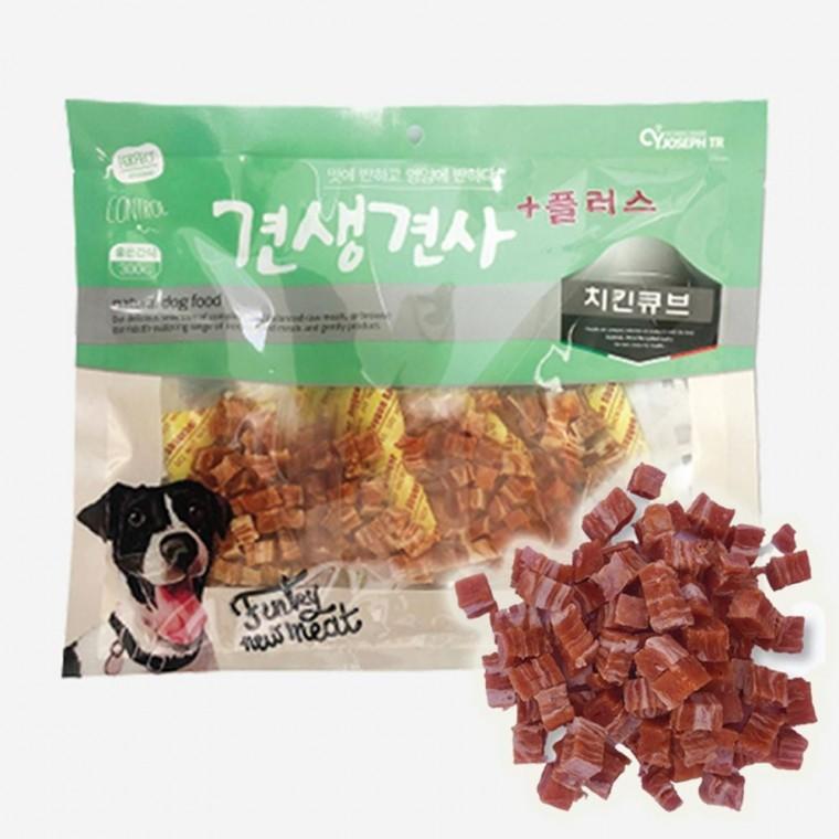 강아지 저지방 치킨 큐브 300g 1P 영양 육포 한입
