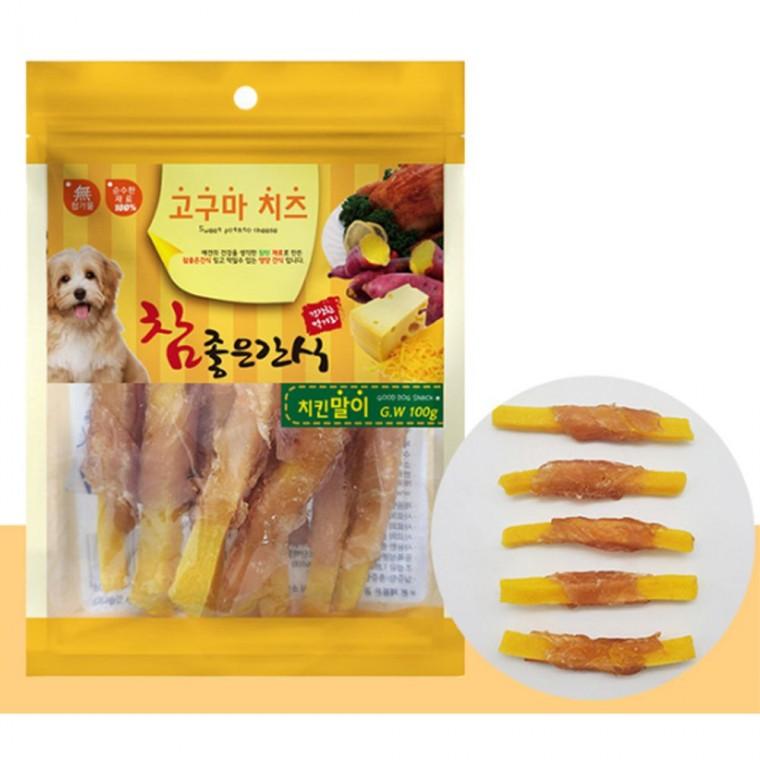 강아지 치킨 치즈 고구마말이 육포 100g 1P 영양 져키