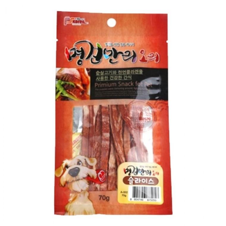 강아지 명견만리 오리 슬라이스 70g 1P 반려견 간식