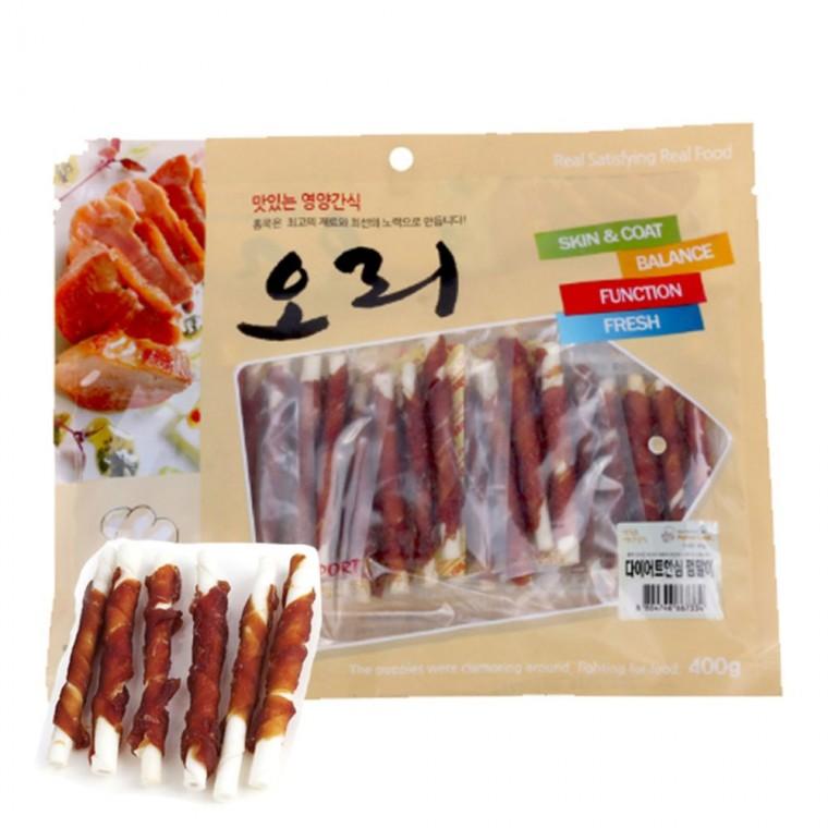 강아지 영양 간식 고기말이껌 400g 1P 오리 개껌 스낵