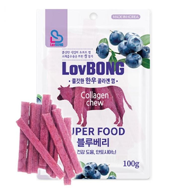강아지 한우 콜라겐 껌간식 블루베리 100g 1P 소프트