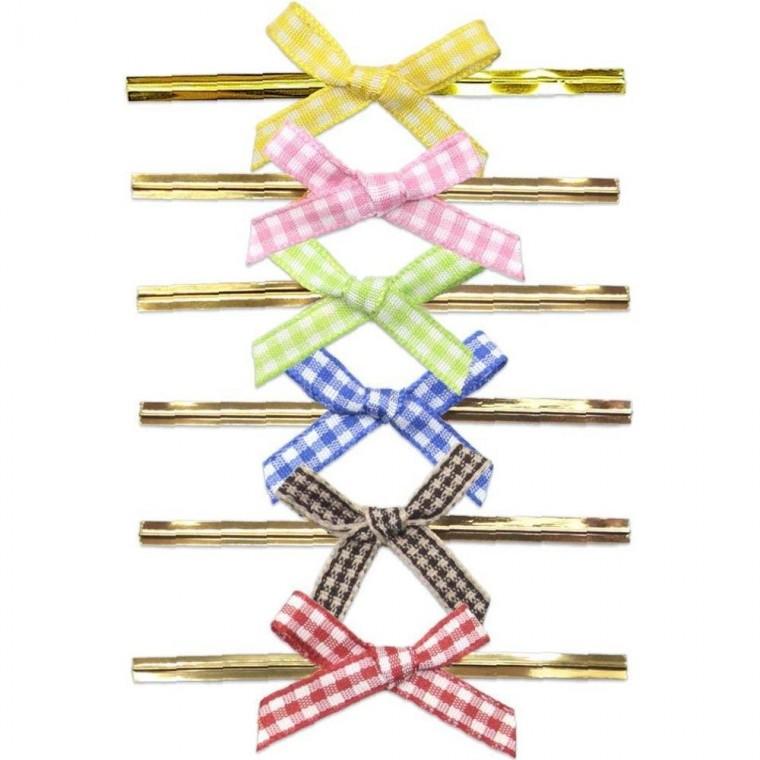 빵끈타이리본-체크 (약100개) 실용적인 선물포장 장식 리본빵끈