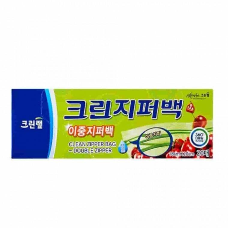 이중지퍼백 소 18cmx20cm 20매입 주방지퍼백 지퍼팩 지퍼비닐 지퍼비닐봉투