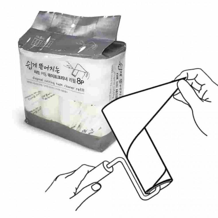 테이프크리너 리필8개 롤클리너리필 테이프클리너 사선컷팅돌돌이 롤클리너 청소테이프