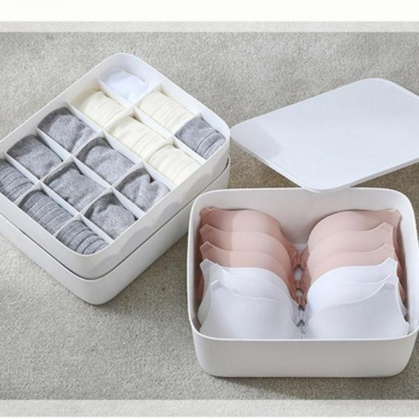 뚜껑있는 속옷정리함 다용도 수납 소품 양말 플라스틱통 정리함 속옷
