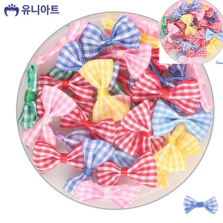 꼬마리본 체크 리본 소 1통 공예리본 선물리본 포장타이
