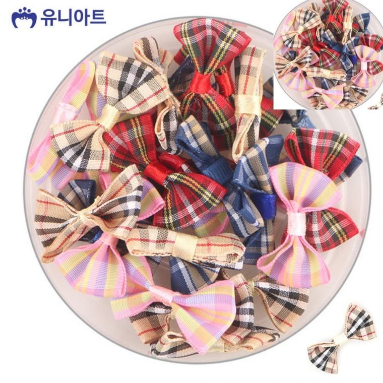 꼬마리본 클래식 체크 리본 혼합 1통 공예리본 선물포장리본 포장타이