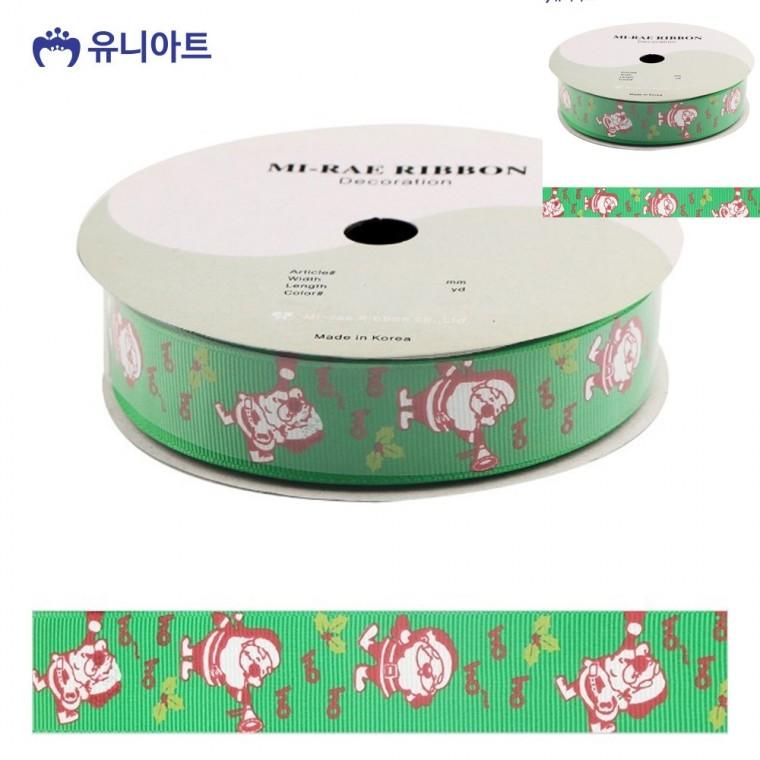 리본 크리스마스 산타 초록 롤 폭 25mm 선물포장끈 포장리본끈 공예부자재