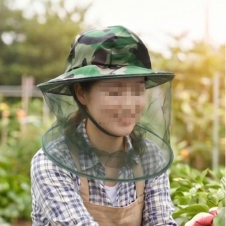 밀리터리 카모 방충모자 모기차단 모기장 얼굴가리개 농사용 벌초 낚시 모자 방충망모자