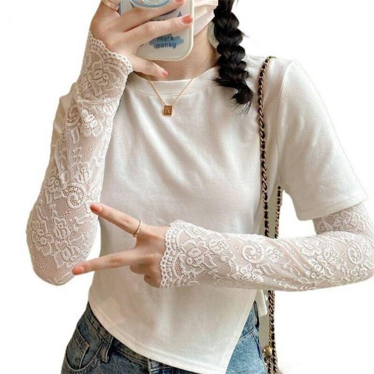 여성 자외선차단 심플 레이스 팔토시 운전 야외활동 골프 토시