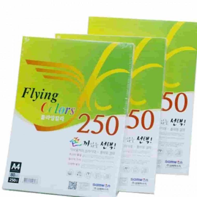 플라잉칼라A4 10색 혼합 80g 250매 색지 복사용지 공예용지 A4용지
