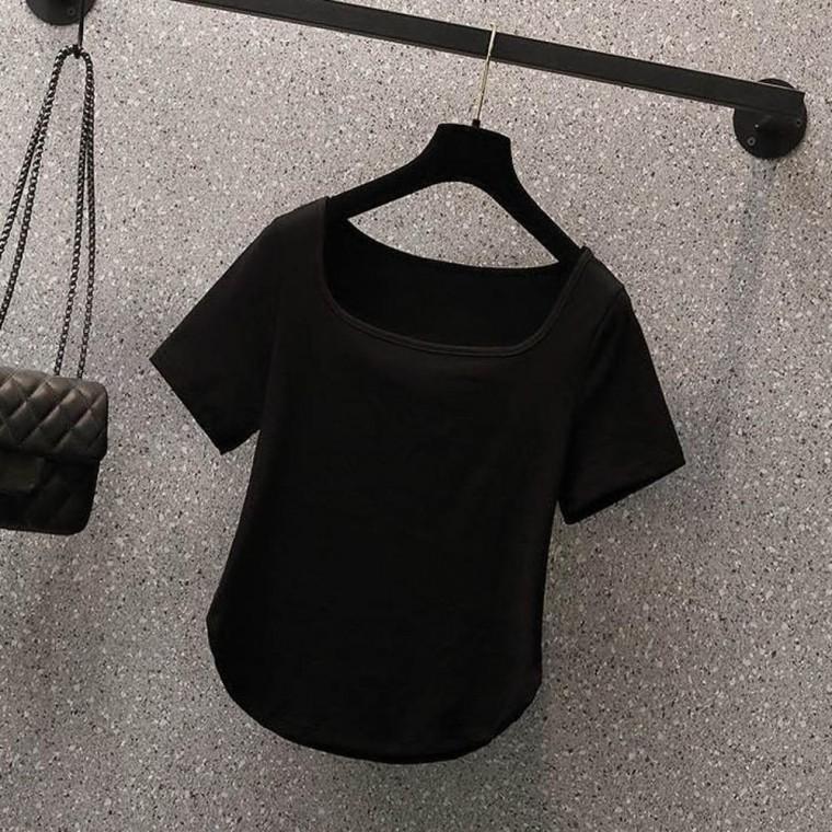 여성 유넥 반팔티 여성 무지 시원 레이어드 여름 깔끔 패션 의류 깔끔한티