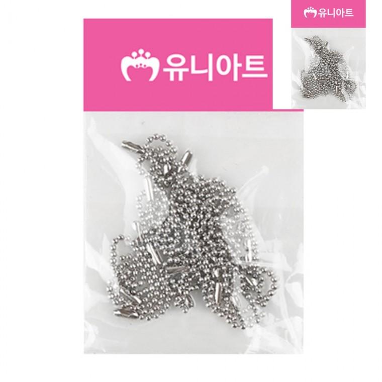 쇠재료 군번줄 은색 10cm 20개입 키링줄 실버볼체인 키링줄고리
