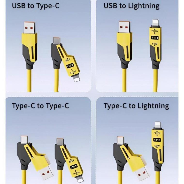 4in1 고속 튼튼한 스프링 충전기 C타입 USB 케이블