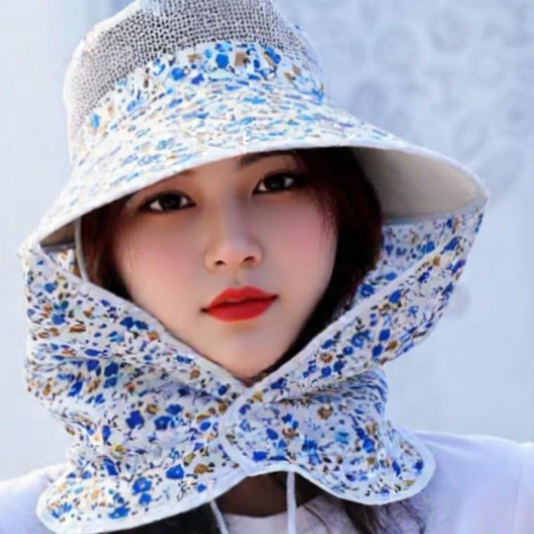 농사모자 꽃무늬 햇빛차단 목가리개 밭일 작업 모자