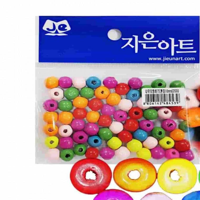 나무모양비즈 원중10mm 공예부자재 미술놀이재료 미술재료 공예만들기