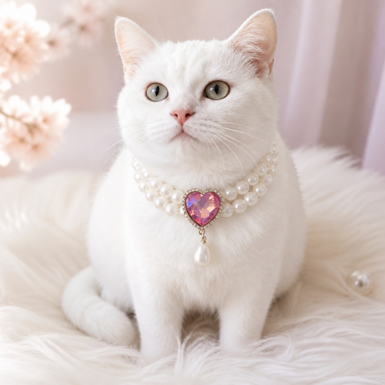반려동물 진주 목걸이 강아지 고양이 펜던트 펫 액세서리