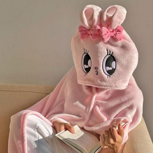 에스더버니 단추 입는 후드 담요 캐릭터 망토 극세사 집순이 학생 담요 후드 캐릭터 망토 단추