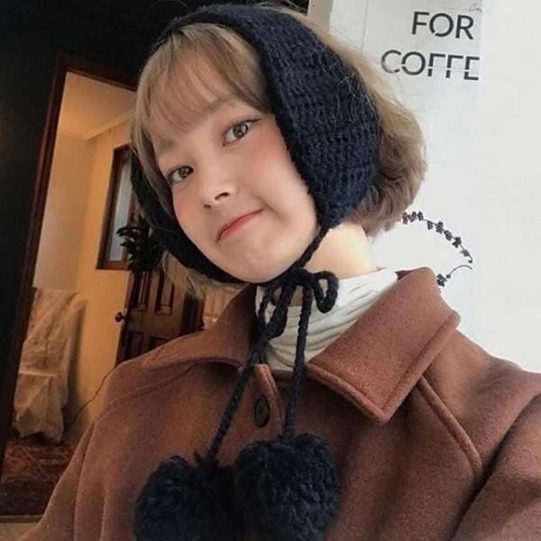여성 귀여운 왕방울끈 포인트 귀마개 귀도리 따뜻한 양털안감 목도리 방울 귀도리 귀마개 머플러 방한