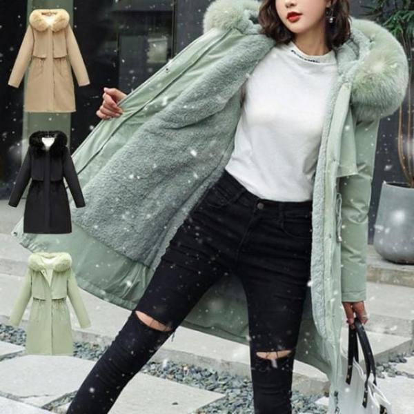 퍼 슬림핏 여성 겨울 아우터 롱 패딩 퍼점퍼 안감 퍼패딩 퍼아우터 탈부착