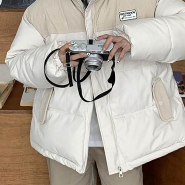 따뜻한 점퍼 디자인 세련된 스타일 겨울 패딩 포근한 반목 골덴 패딩 점퍼 하이넥 여성 겨울 코듀로이