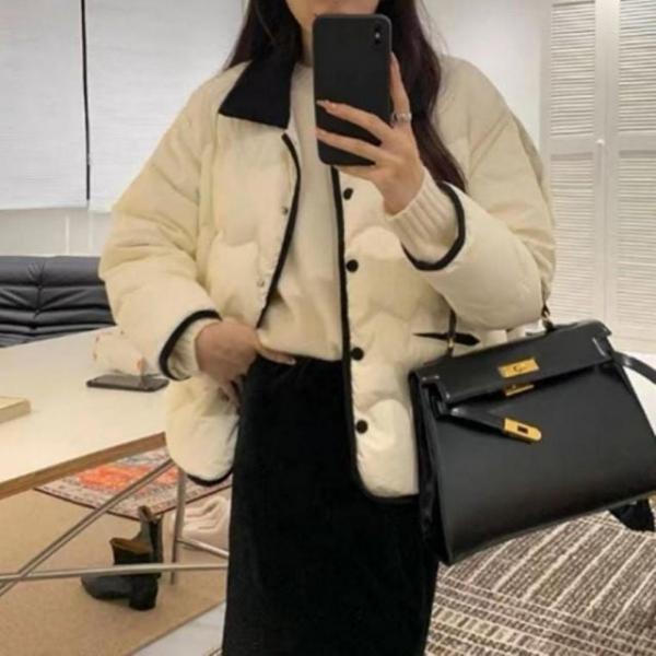패딩 자켓 누빔 포인트 여성 배색 큐티 패션 데일리자켓 누빔 배색 자켓 여성 큐티 데일리 패딩 패션
