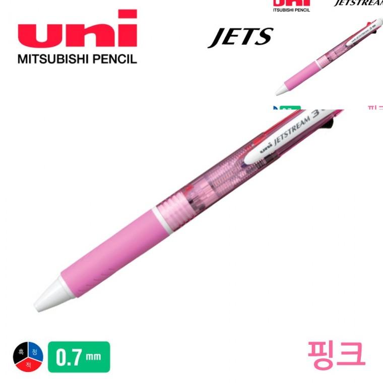 제트스트림 3색 볼펜 0.7mm 핑크 미니볼펜 팬 종이볼펜
