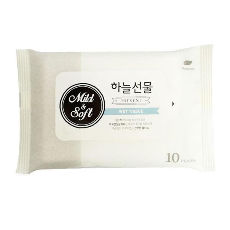 하늘선물 피톤치드 깔끔한 부드러운 물티슈 10매 10개