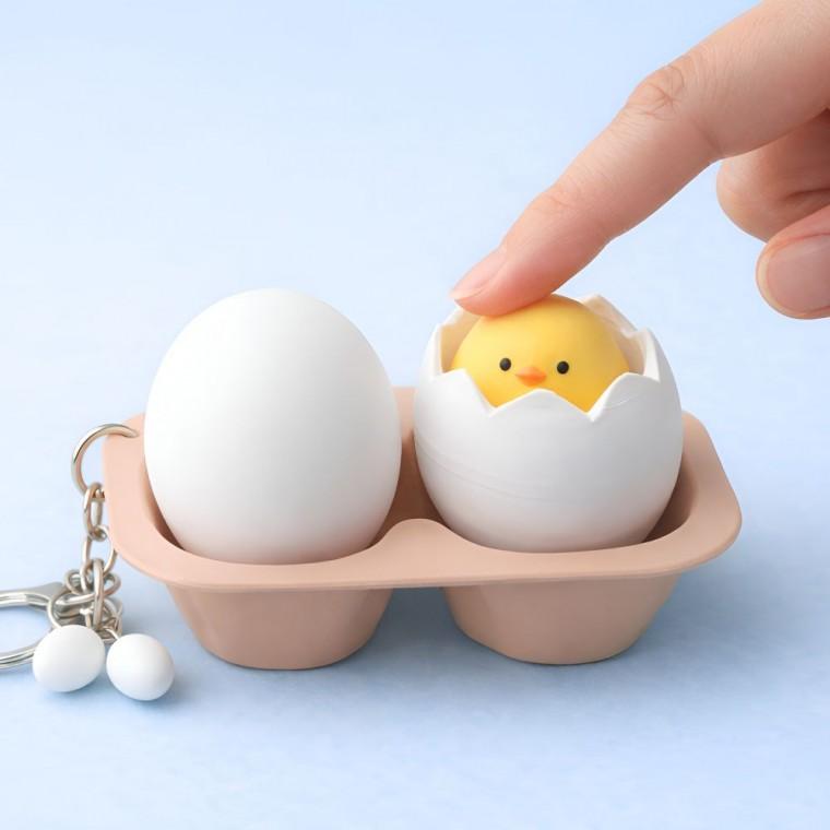 2구 병아리 계란 클리커 키링 클릭 키보드 가방 인형 키홀더 피젯토이 차키 행운